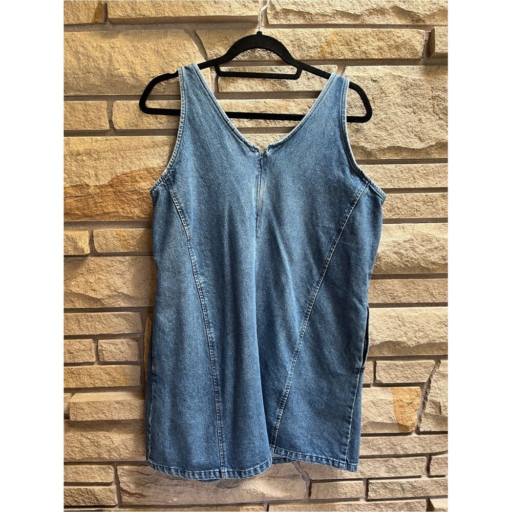 GAP Indigo Blue Denim Scoop Tank Dress Pockets Jumper Size 14 Petite - Picture 3 of 10